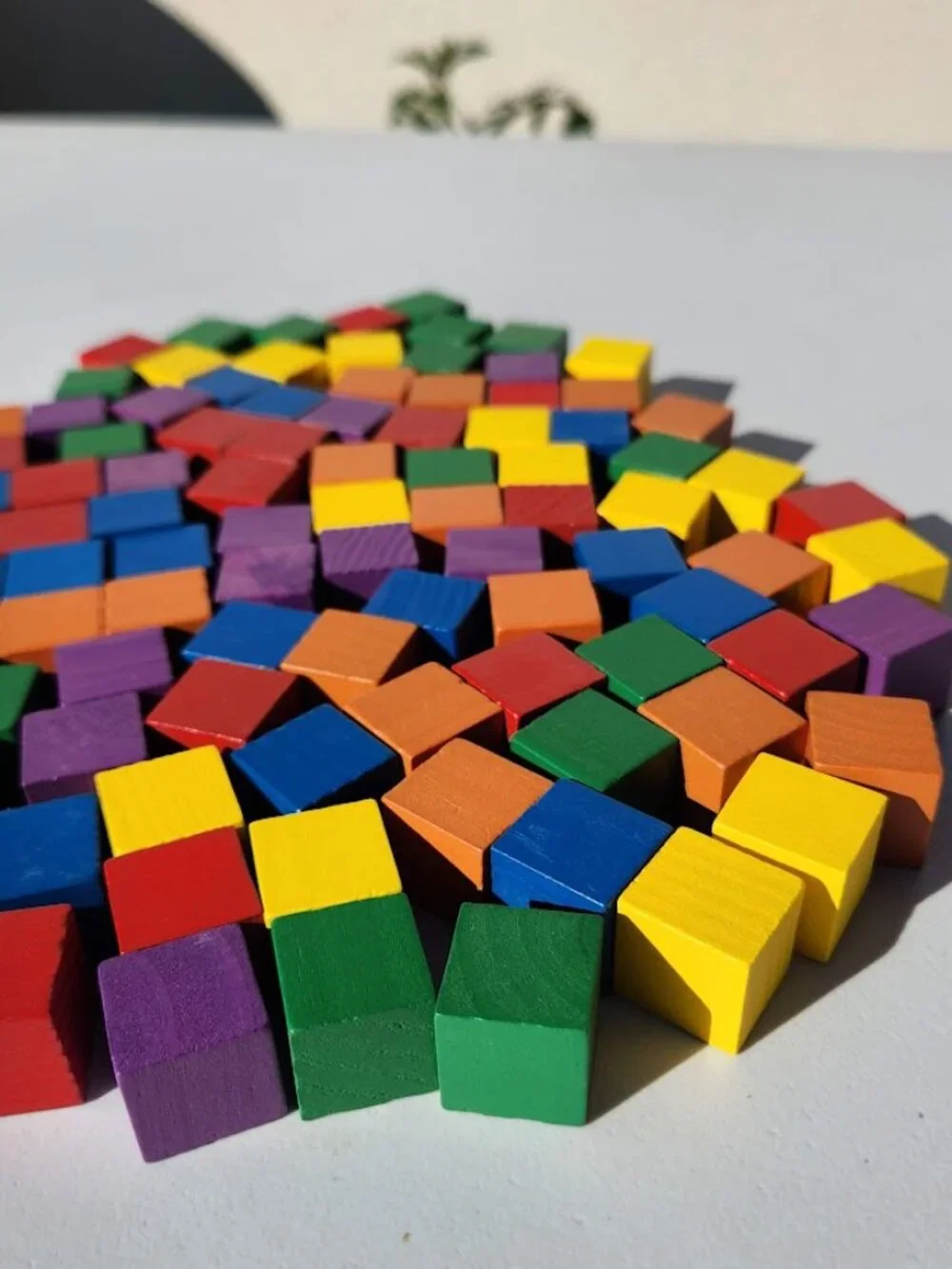 NEW Learning Resources Wooden Color Cubes 2 cm 100 Blocks 5 colors Math Manipula
